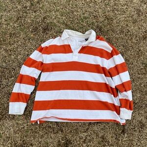 Orange and White Striped Rugby Shirt